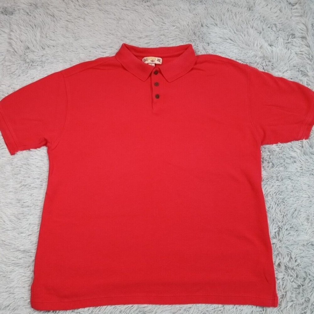 Vintage Caribbean Joe Mens Shirt Polo Red XL Golf Button Collar Split Hem